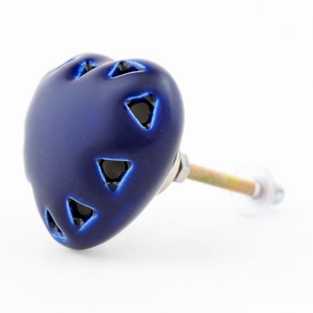 Navy Blue Heart Ceramic Knob