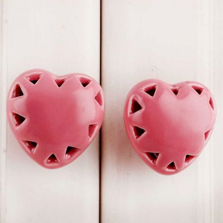 Pink Heart Ceramic Knob