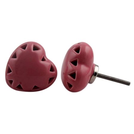 Pink Heart Ceramic Knob