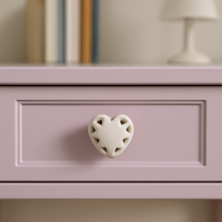 White Heart Ceramic Knob