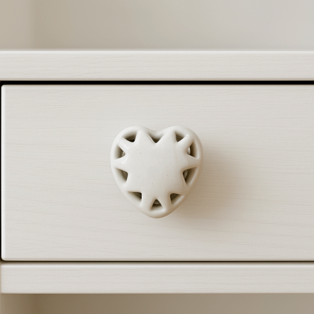 White Heart Ceramic Knob