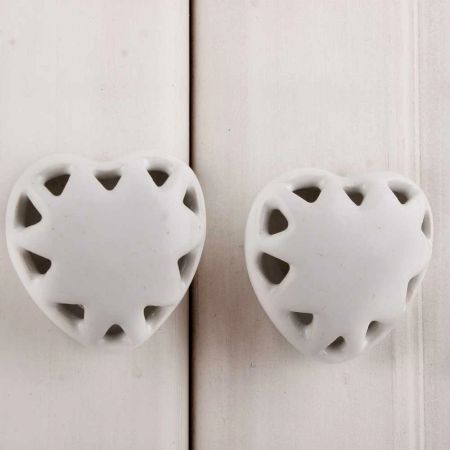 White Heart Ceramic Knob