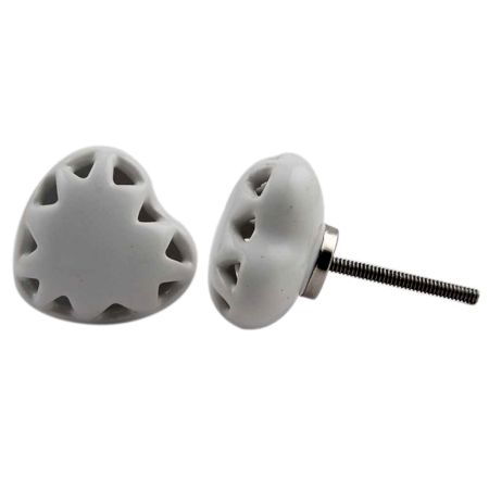 White Heart Ceramic Knob