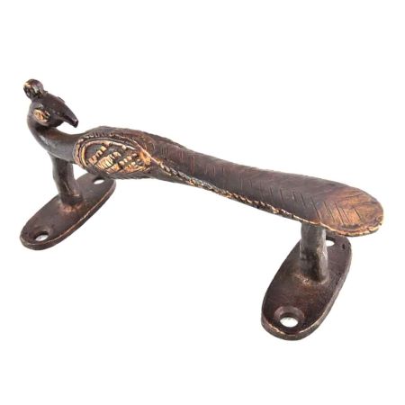 Carved Brass Peacock Door Handle