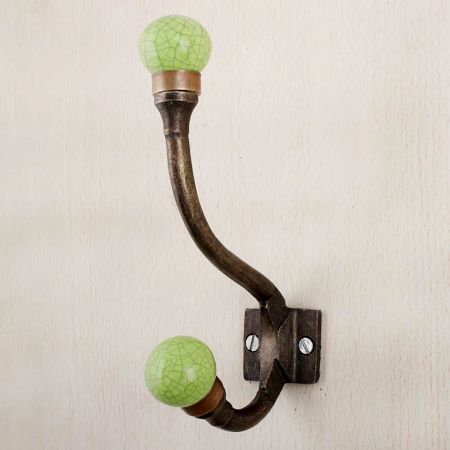 Lime Green Crackle Iron Hooks-EHG-88