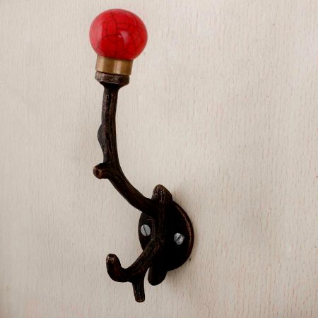 Solid Red Crackle Tree Hooks-EHG-85