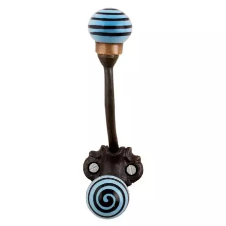 Turquoise Black Strip Iron Hooks-EHG-78