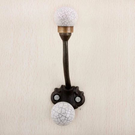 White Crackle Iron Hooks-EHG-81