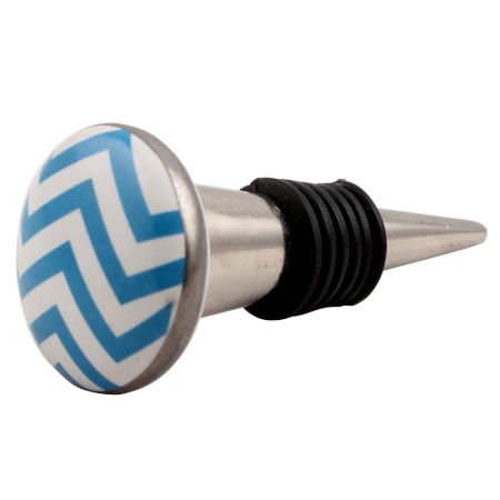Turquoise Wave Flat Ceramic Wine Stopper