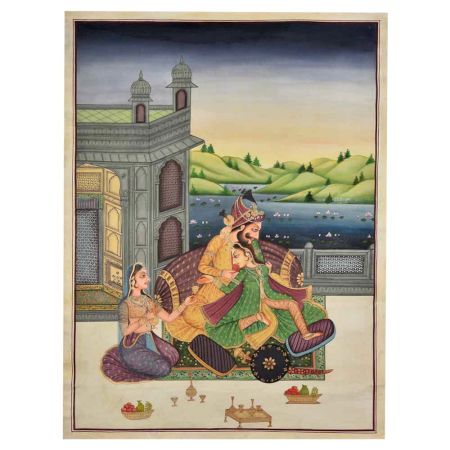 A Mughal harem in the style of the time 48 X 36