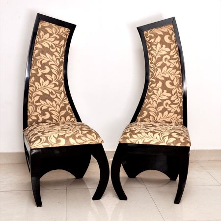 Pair of Designer Bedroom/Living Room Chair-Curved Back