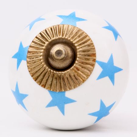 White Blue Star Cabinet Knob