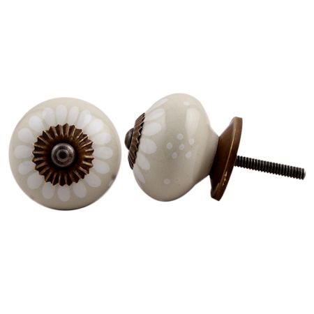 Cream White Sun Flower Knob