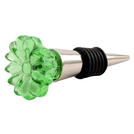 Green Sunflower Glass Wine Stopper