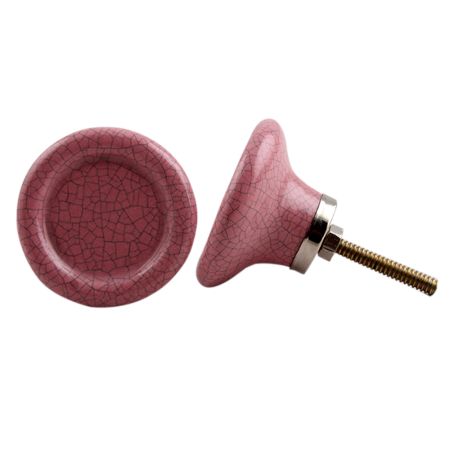 Pink Crackle Ceramic Dresser Knob