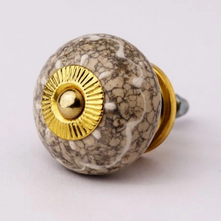 White Crackle Wheel Ceramic Cabinet Knob