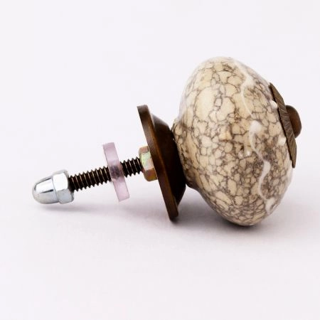 White Crackle Wheel Ceramic Cabinet Knob