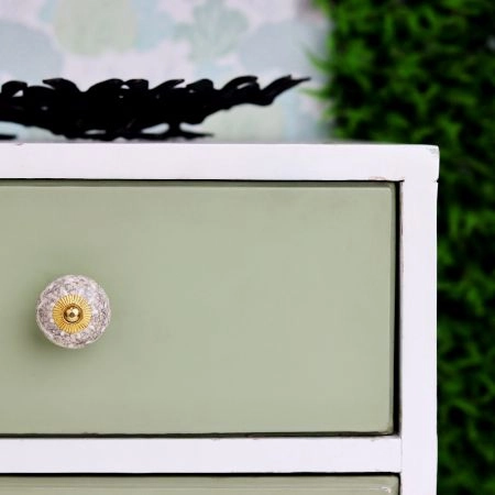 White Crackle Wheel Ceramic Cabinet Knob