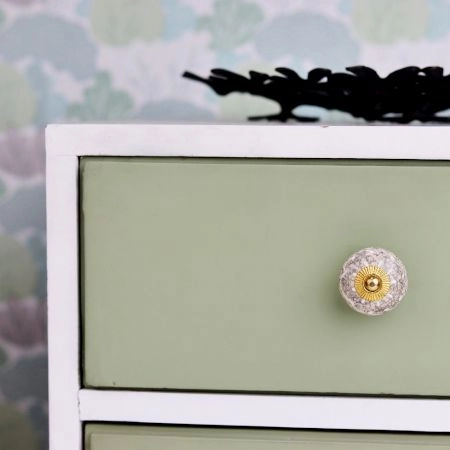 White Crackle Wheel Ceramic Cabinet Knob