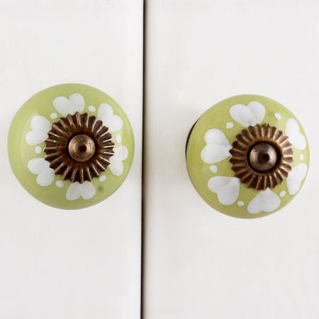Lime Heart Ceramic Knob