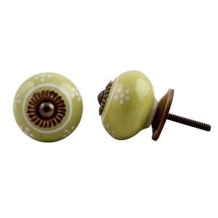 Lime Tiny Flower Ceramic Knob
