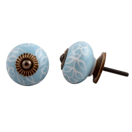 Turquoise Painted Leaf Knob