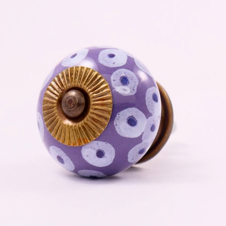 Light Purple Ceramic Floral Cabinet Knob