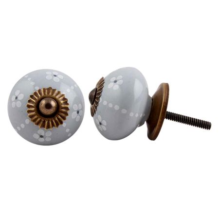 Light Grey Tiny Flower Knob