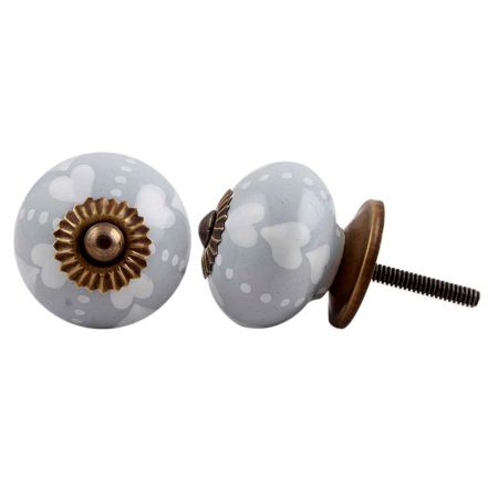 Light Grey Heart Painted Knob