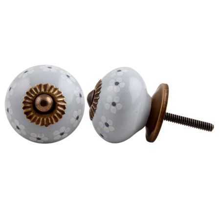 Grey Tiny Flower Knob