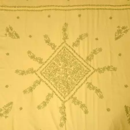 Yellow & Green Embroidered Bedsheet