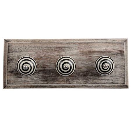 Cream Black Strip Wooden Hooks