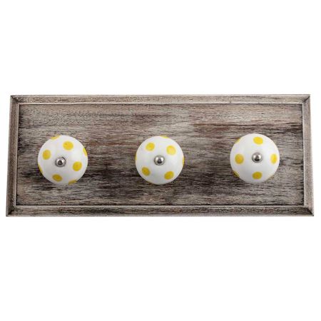 White Yellow Wooden Hooks