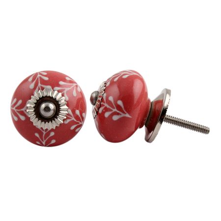 Red White Leaf Knob