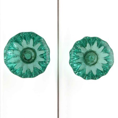 Sea Green Paneled Sides Glass Dresser Knob