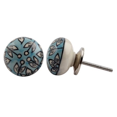 Turquoise Flower Cabinet Drawer Knob