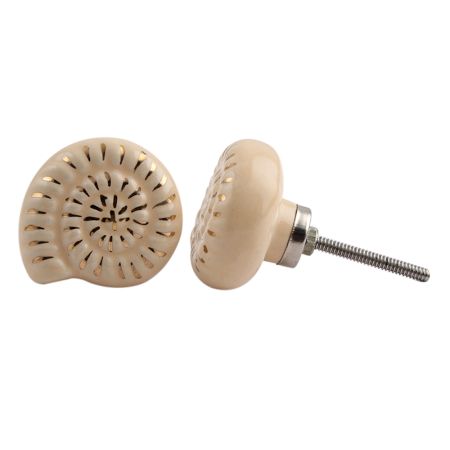 Cream Shell Flat Drawer Knob