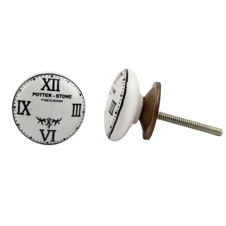 Potter Stone White Flat Ceramic Dresser Knob