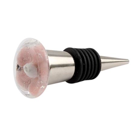 Pink White Flower Glass Wine Stopper