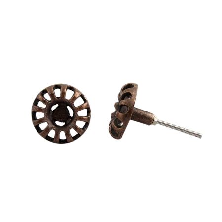 Antique Wheel Floral Metal Cabinet Knobs