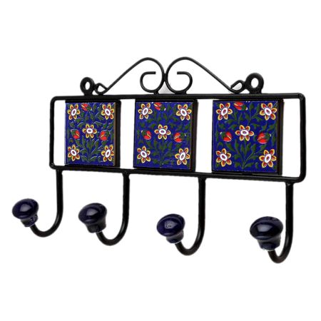 Blue Floral Ceramic Tiles Hooks-450