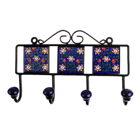 Blue Floral Ceramic Tiles Hooks-450