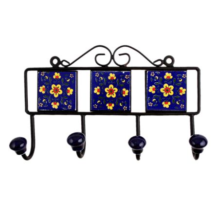 Blue Floral Ceramic Tiles Hooks-451