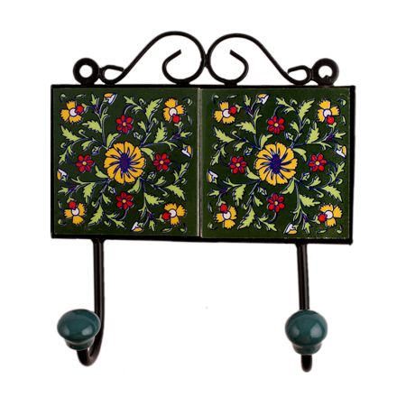 Green Floral Ceramic Tiles Hooks-463
