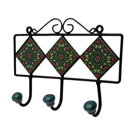 Green Floral Ceramic Tiles Hooks-466