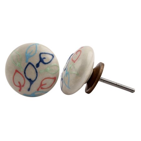 Multicolor Leaf Ceramic Knob