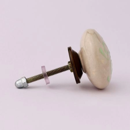 Cream Embossed Ceramic Knob