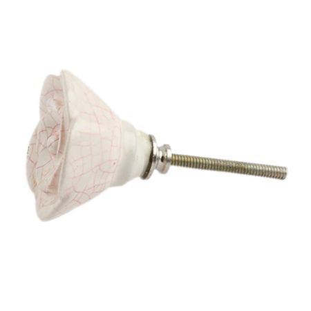 Cream Pink Rose Ceramic Cupboard Dresser Knob