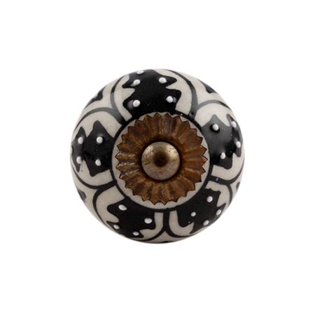 Cream Decorative Black Ceramic Knob