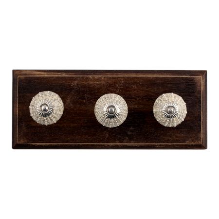 White Cream Base Ceramic Crackle Wooden Hooks